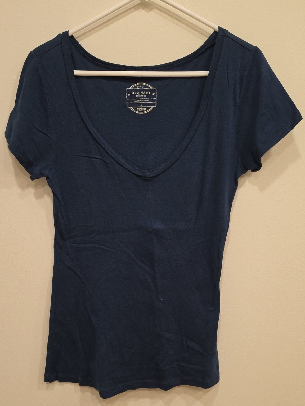 Old Navy Women's Deep V Short Sleeve Tee - Navy Blue